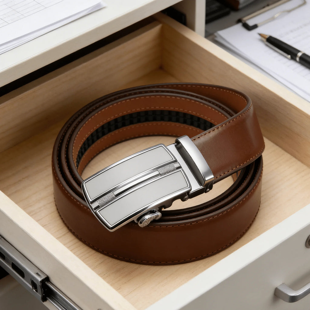 Men's Automatic Genuine Leather Luxury Belt Metal Automatic Buckle Male Waistband Designer High Quality Black Brown Waist Belts