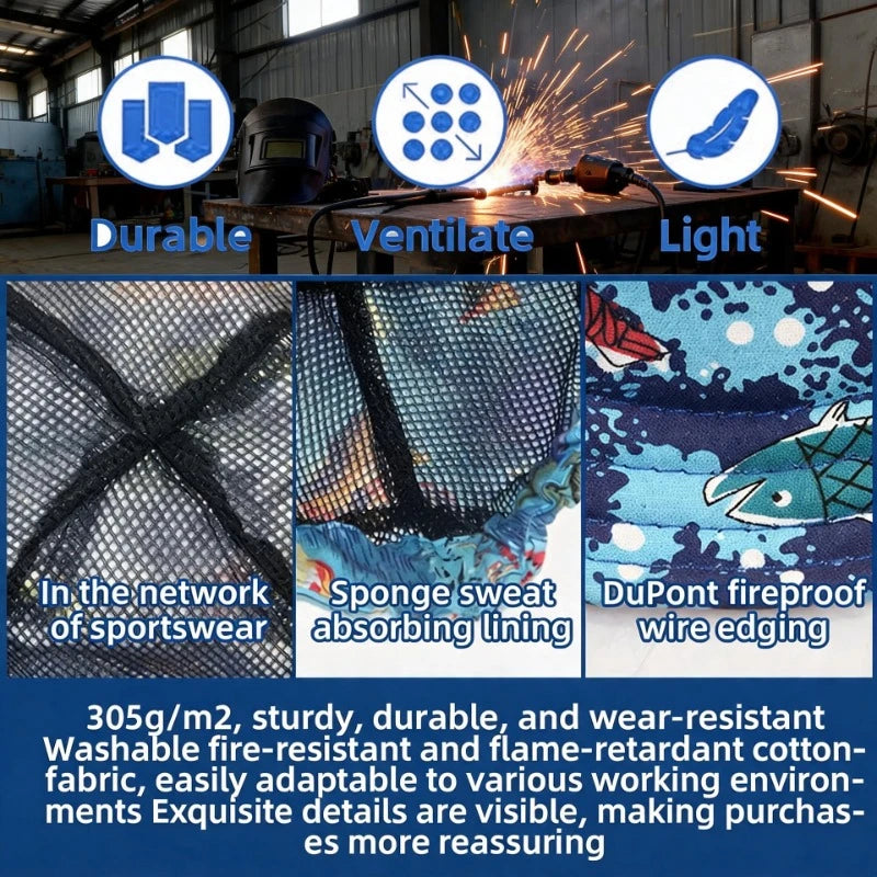 Multi-Color Flame Retardant Welding Cap, Anti-Burn Protective Head Cover Welder Work Hat