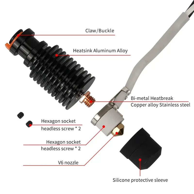 E3D V6 Hotend 24V 50W Ceramic Heating Core Print Head For Voron 2.4 Prusa DDB Extruder Ender 3 CR10 MK3S 3D Printer J-head