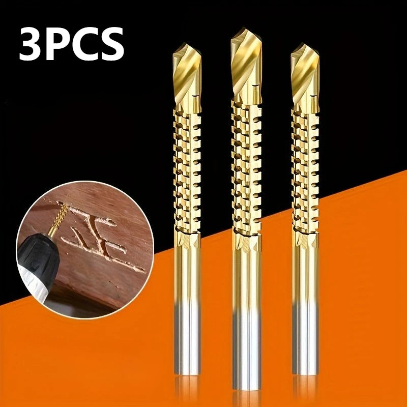 3pcs Serrated Rotary Slotting Multifunctional Drill Bit Set, Suitable for Cutting, Drilling, and Slotting Wood and Plastic