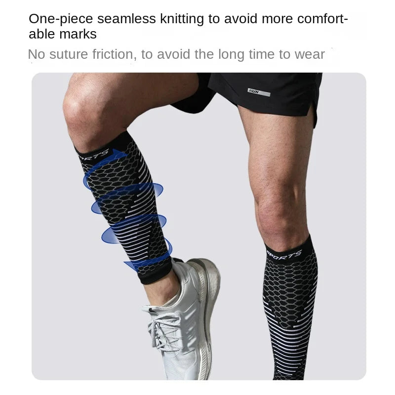 Sports Calf Compression Leg Sleeves for Running, Elastic Anti-Fatigue Shin Guards for Men Women Breathable Athletic Leg Support