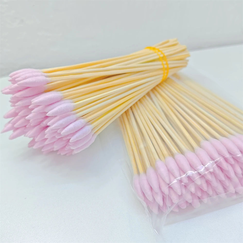 100/300/500pcs Double Pointed Cotton Swab Applicators - 6 Inch Long Cotton Swabs for Tattoo, Cleaning, Makeup & Ear Cleaning