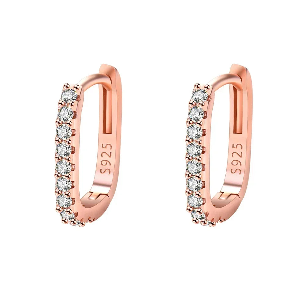 925 Sterling Silver Crystal Fashion Hoop Earrings for Women Wedding Party Gift Banquet Party Fashion Jewelry