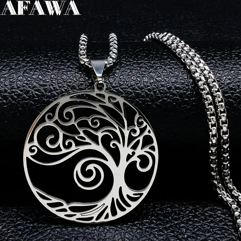 Tree of Life Collar Stainless Steel Necklace for Women Men Chain Necklace Jewellery Arbre De Vie Acier Inoxydable N842S01