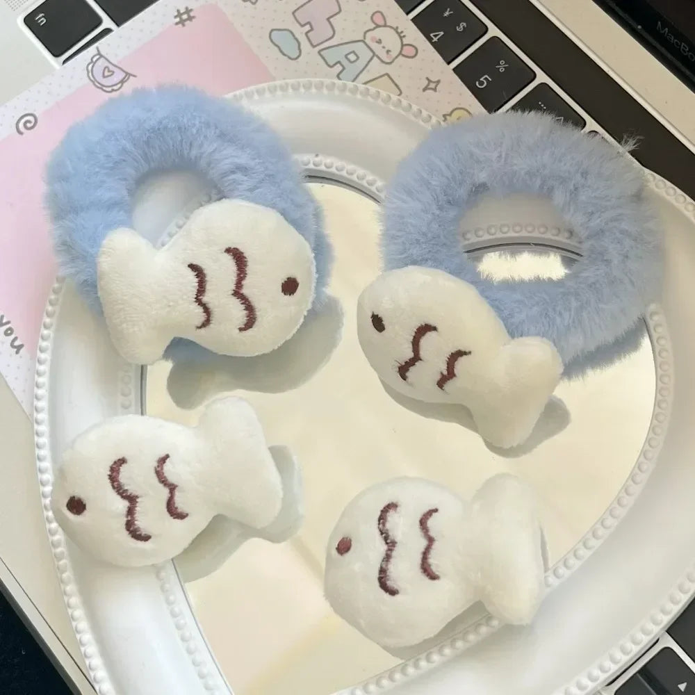 Kawaii Little Fish Hair Clips Cartoon Stuffed Toy Fish Alligator Clips Headbands Claw Clips Girl's Kawaii Headwear
