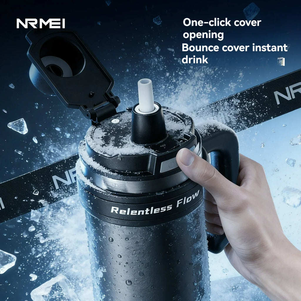 Ceramic Inner Insulated Tumbler Cold Large Water Bottle Car Cup  with Handle Straw Multipurpose Fitness
