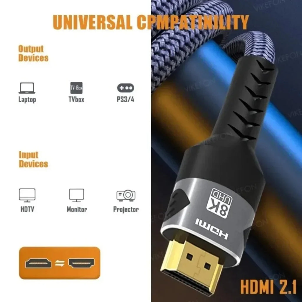8K HDMI-Compatible Cable 4K@120Hz 8K@60Hz Cable 48Gbps Adapter For RTX 3080 eARC HDR Video Cable PC Laptop TV box PS5
