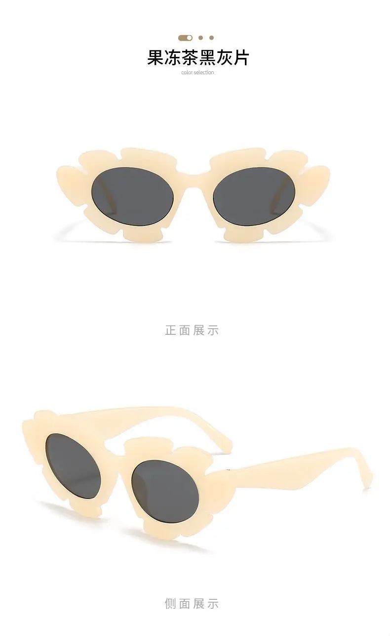 Fashion Cat Eye Candy Colors Sunglasses Women Retro Brand Designer Flower Shape