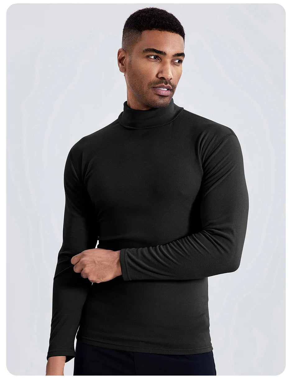 Men's Autumn and Winter Plus Size Solid Color Turtleneck Bottoming Shirt Casual Joker Fashion Young Men Long Sleeve Warm T.