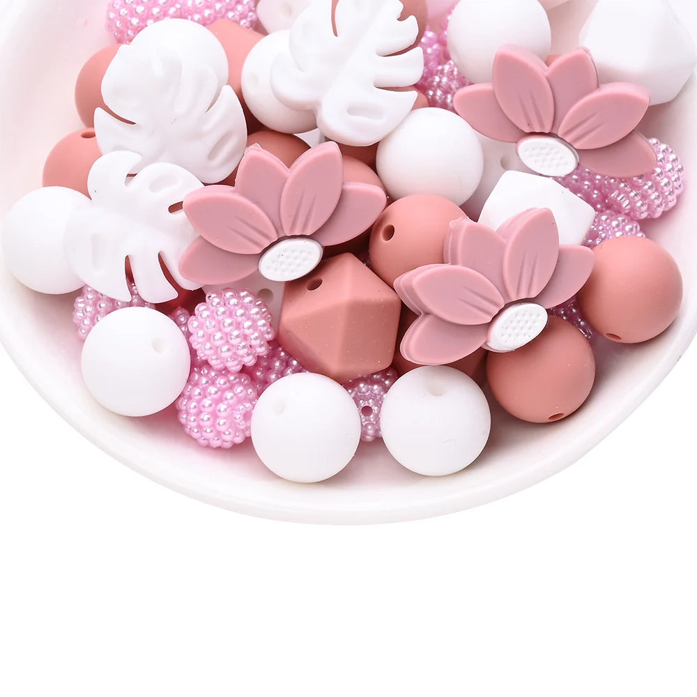 7Pcs Silicone Bead Set Soft Non Toxic Biteable Silicone Beads for Handmade Pacifier Chain Teeth Grinding Jewelry