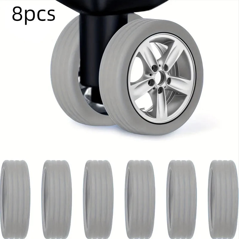 8pcs Luggage Roller Cover Silicone Silent Trolley Wheel Protective Cover Suitcase Wheels Protection Travel Luggage Caster Shoes