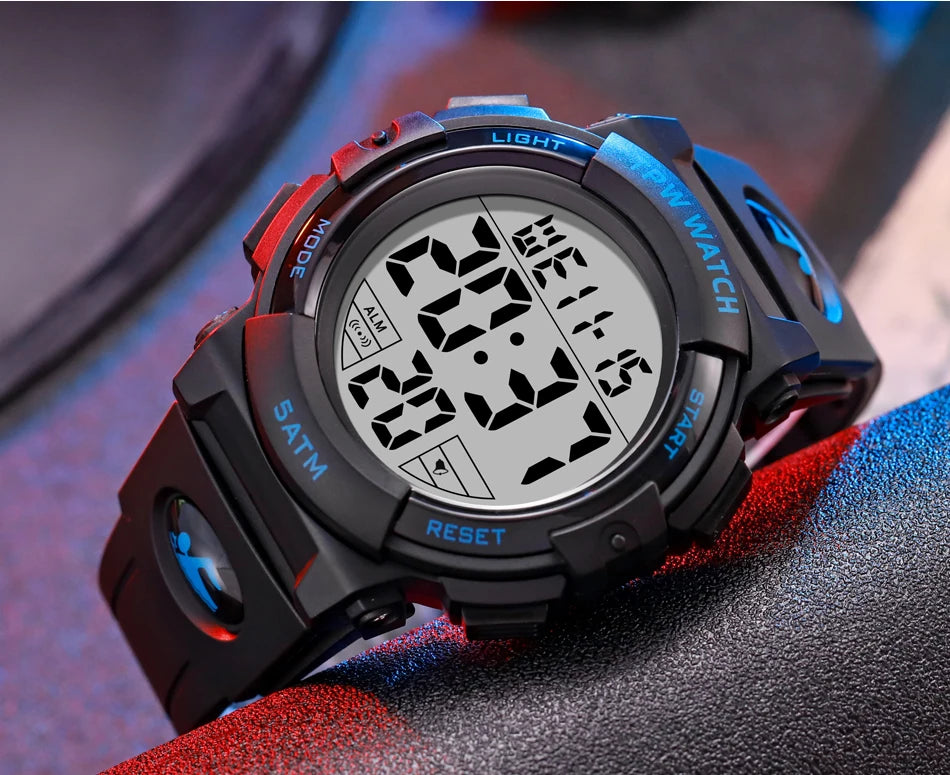TPW Digital Watch with Big Numbers 5ATM Water Resistant Day Date Alarm Function Adventure Watch