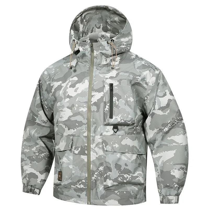 Outdoor Men's Camouflage Tactical Jacket Spring Autumn Lightweight Waterproof Windproof Breathable Mountaineering Fishing Jacket