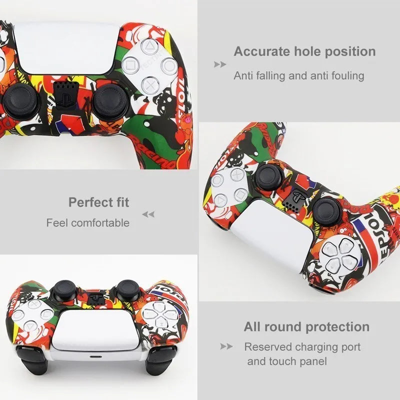 Protective Cover Skin for Playstation 5 Controller Anti-slip Silicone Case for PS5 Slim Gamepad Cover Thumb Grips Accessories
