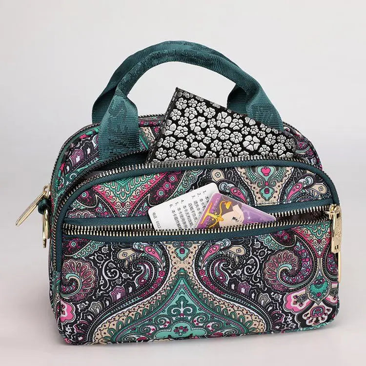 New Nylon Canvas Bag Large Bag Waterproof Shopping Bag Large Capacity Floral Shoulder Handbag Women Bag Mother Bag