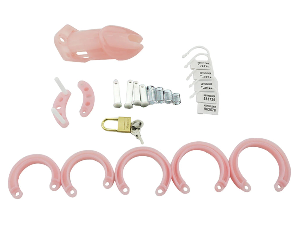 Plastic Urethra Chastity Lock with 5 Snap Ring Penis Bondage Adult Men's Chastity Cage Cock Restriction BDSM Abstainer Sextoys