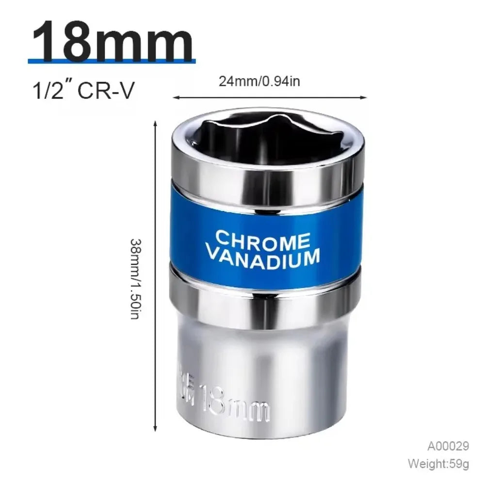 8mm-32mm 1/2" Drive Deep Impact Socket Set Drive Metric Wrench Socket Deep Impact Socket Pneumatic Wrench Head Tire Removal Tool