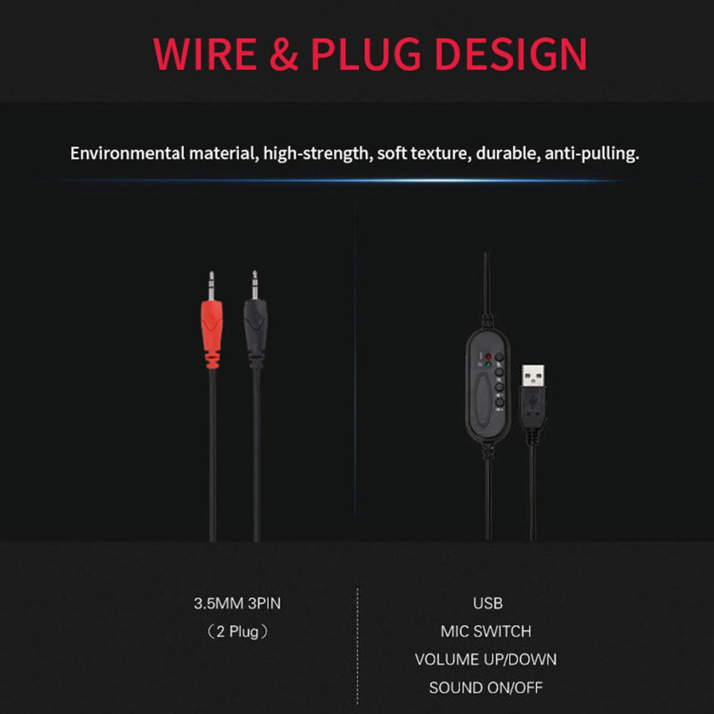 Gaming Headset Over Ear  Mounted Wired Headphones with Mic 30mm Driver Adjustable Headband for Laptop Computer PC With Mic