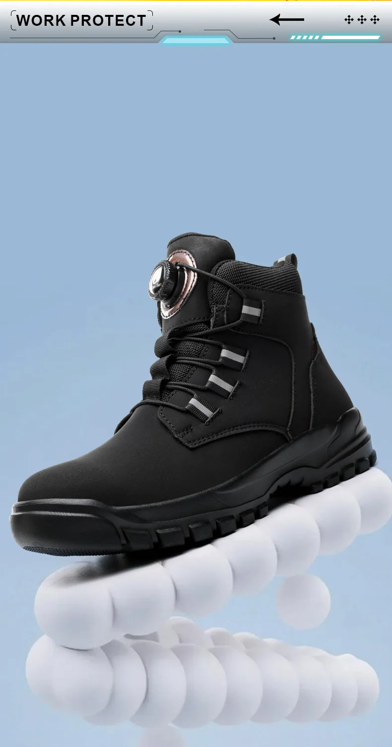 Waterproof Safety Boots Men Indestructible Steel Toe Work Boots Anti-smash Stab-resistant Safety Shoes Biker Botas Para Hombre