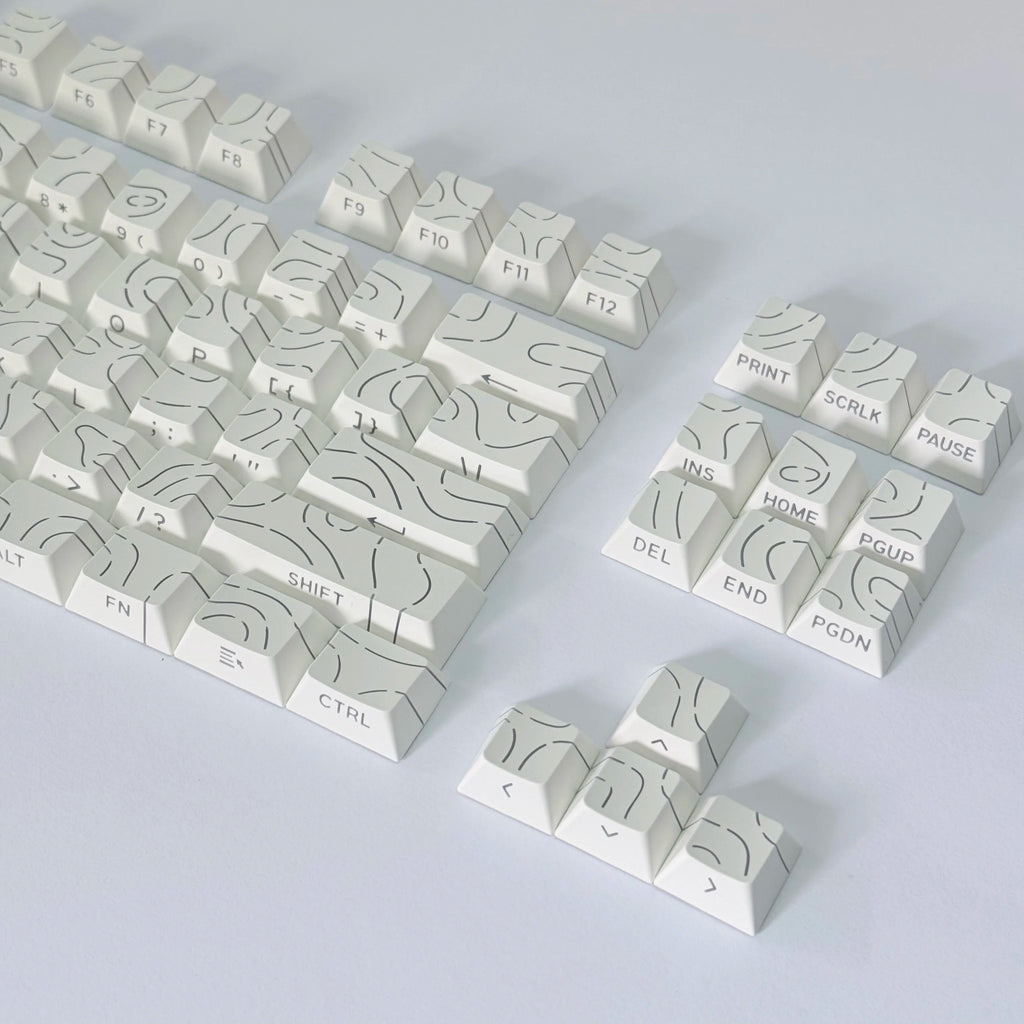 Lines Sided Shine Through Keycaps Cherry Profile Black White 97/133 Keys Customer keycaps for Mechanical Keyboard 60% 65% 75%