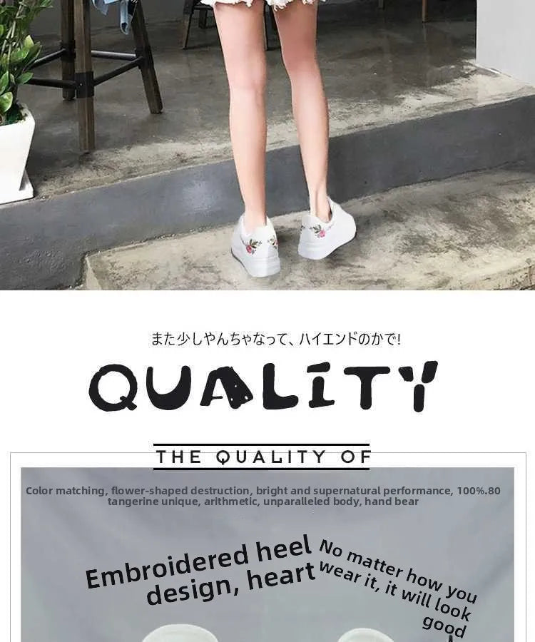 Shoes 2025 Women Running Spring Autumn Fashion White Breathable Embroidered Flower Lace-Up Casual Sneakers Zapatos De Mujer