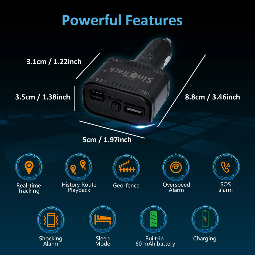 SinoTrack 4G USB Car Cigarette Lighter GPS Tracker ST-909L Car Phone Charger with Free Online Tracking APP