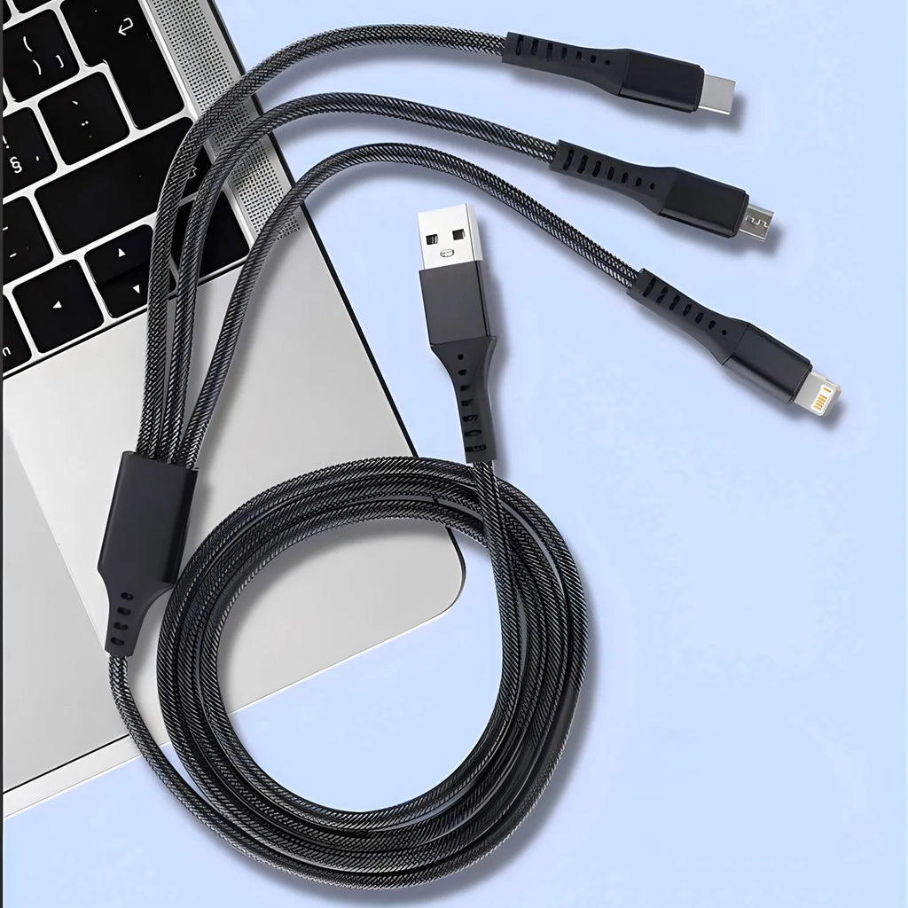 120W 3 In 1 Super Fast Charging USB Cable For iPhone15 14 13 12 11 X Pro Max Micro USB Type-C Phone Charger USBC Data Cable