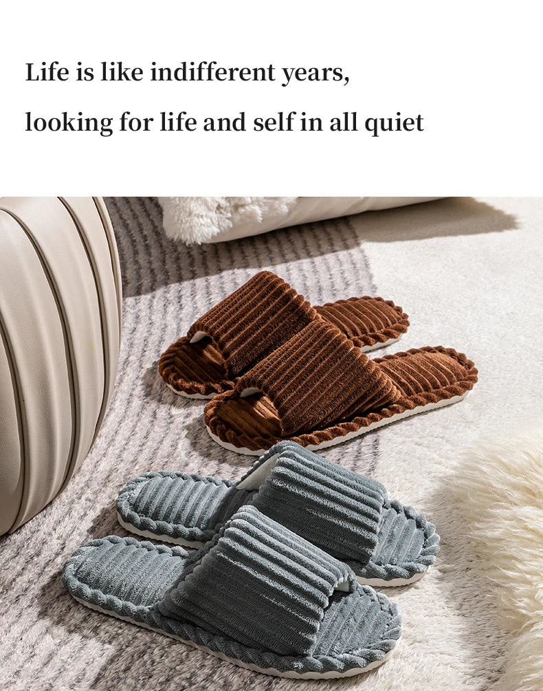 Men's open Toed Slippers Autumn and Winter Indoor Anti slip Breathable Bedroom Silent Couple's home Shoes for Srping and Autunm