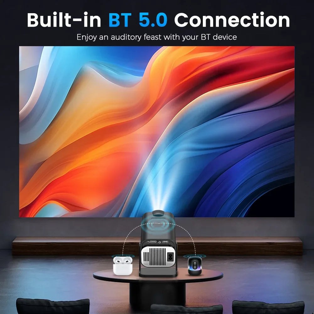 Portable  Projector, 4K Supported , WiFi 6 Bluetooth 5, Auto Keystone Correction, Android 11 Smart Home Theater Movie Projector