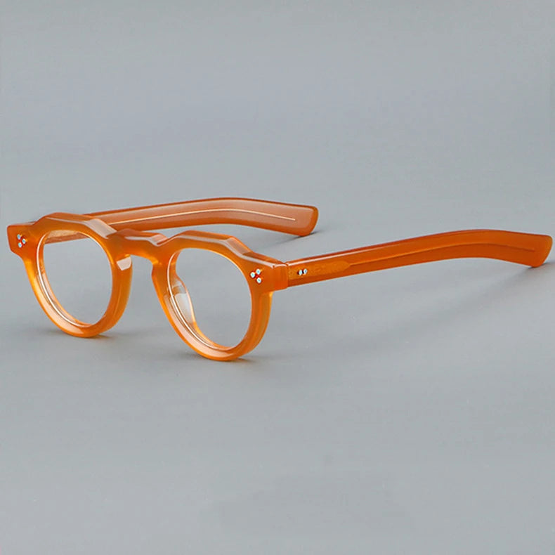 57171 Vintage Round Acetate Spectacles Frame Women Fashion Rivet Optical Transparent Eyeglass Men Trend Prescription Glasses