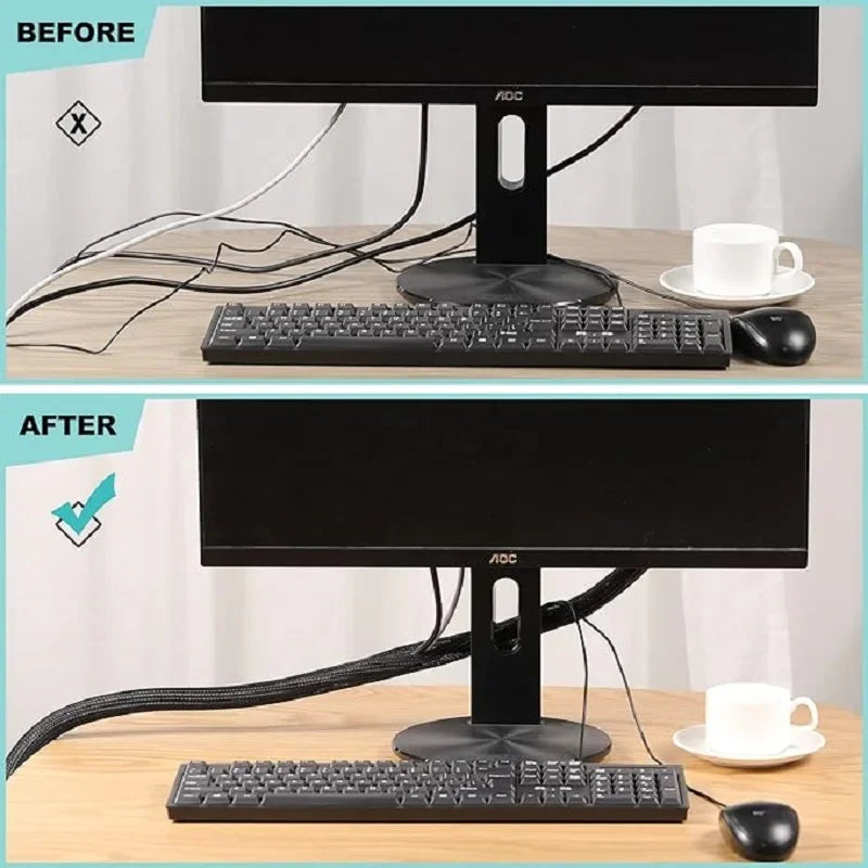 Braided Cable Sleeve 1m/3m/5m Pet Nylon Wrap for Desk PC TV Wire Protector Braided Wire Cover Casing Cable Organizer