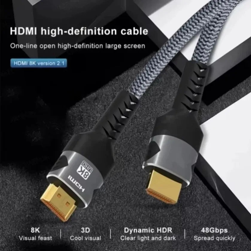 8K HDMI-Compatible Cable 4K@120Hz 8K@60Hz Cable 48Gbps Adapter For RTX 3080 eARC HDR Video Cable PC Laptop TV box PS5