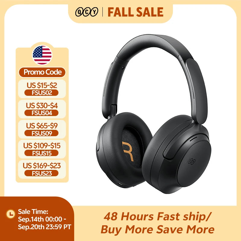 QCY H3S -56dB Adaptive ANC Over Ear Headphone Hi-Res LDAC Spatial Sound Wireless Earphone Bluetooth 6.0 Dual Driver 102H Headset