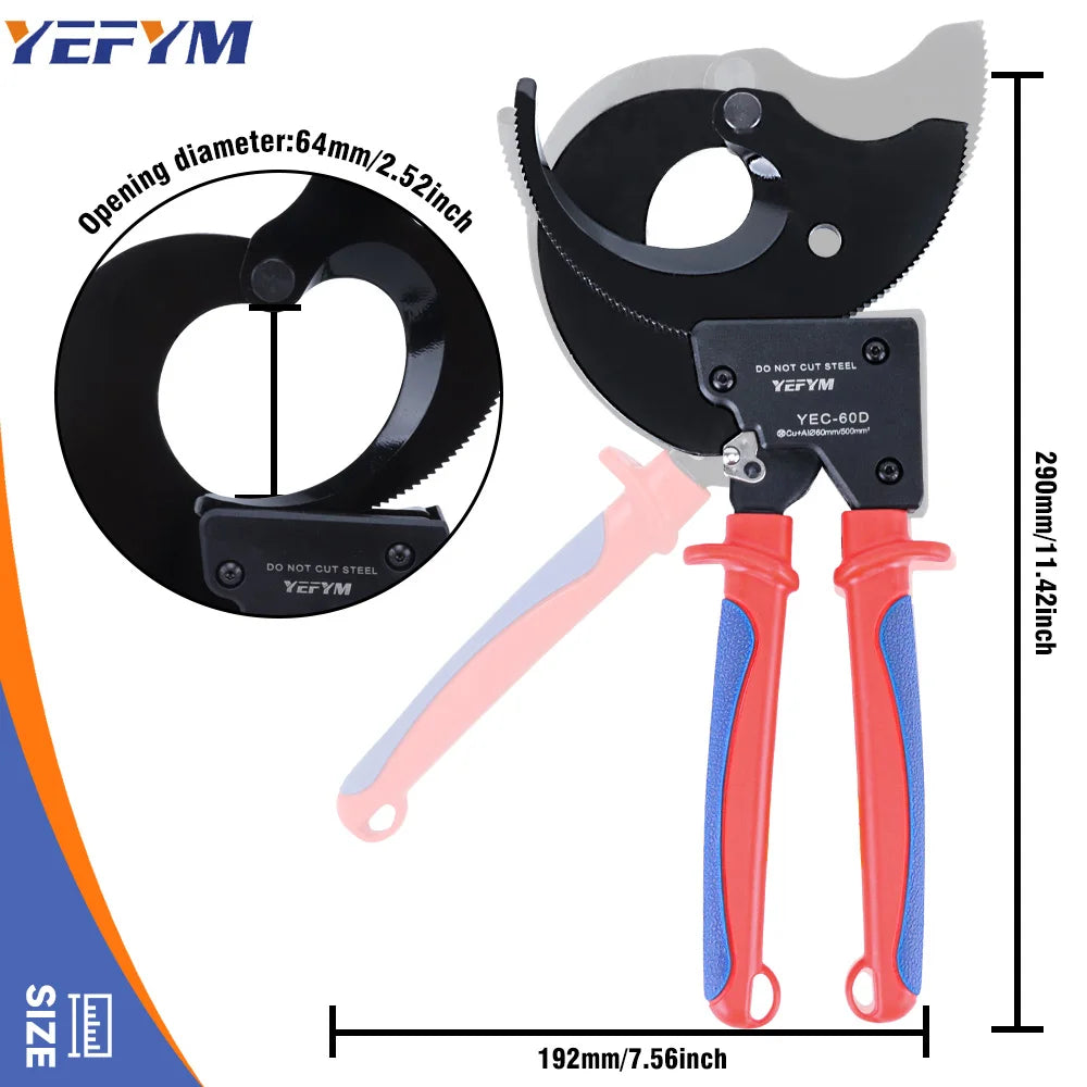 Cable Cutter/Wire Plier/Wire Cutter/Cable Cutting Pliers - Manual Ratchet-type Special-purpose Cable Cutter YEC-60D Max 500mm²