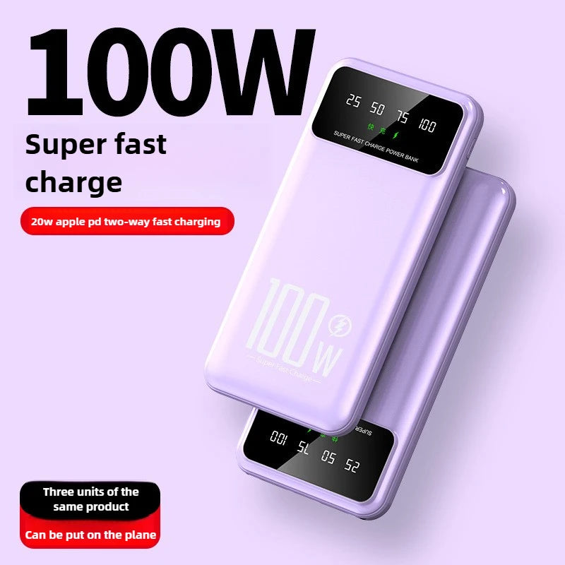 100W 20000mAh Power Bank Super Fast Charging Battery High Capacity Digital Display PowerBank