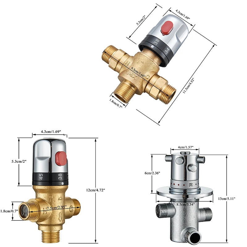 Brass Thermostatic Mixing Valve Constant Water Temperature Shower Faucet Valve Thermostat Bathroom Kitchen Tap Valve