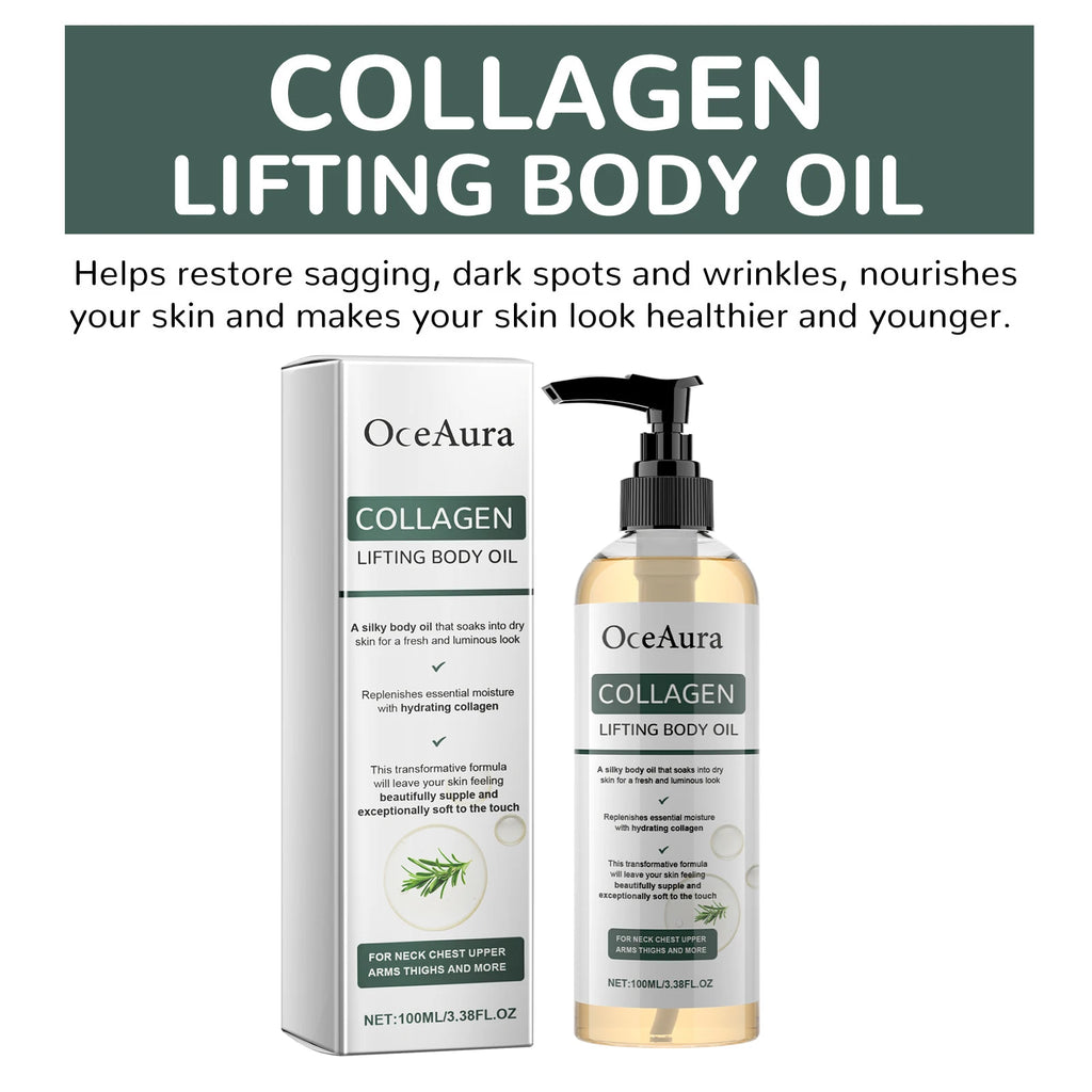 Oceaura Collagen Lifting Body Oil Firming Hydrating Anti Aging Brighten Smooth Dry Skin Reduce Fine Lines Full Body Massage Oil