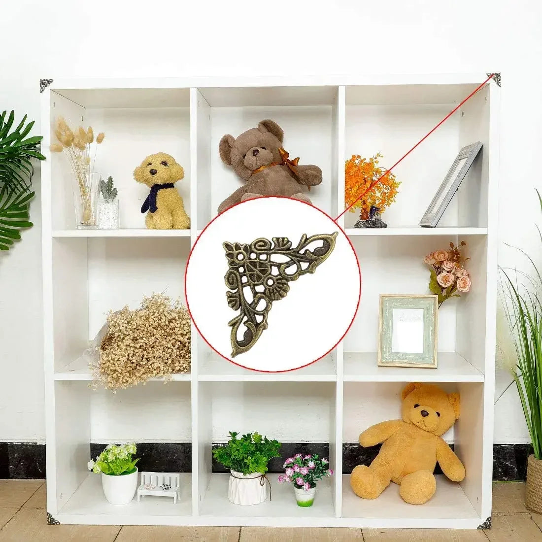 12pcs Antique Corner Protectors Vintage Box Corners Metal Edge Guards with Screws for Desk Furniture Book Album Craft Decoration