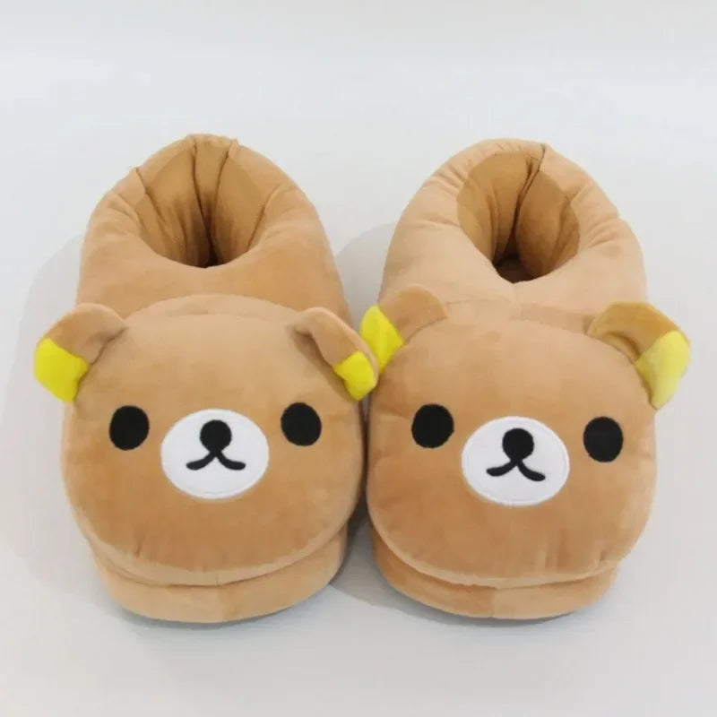 Luxury Winter Bear Cotton Ladies Slippers House Home Cartoon Cute Bear Home Indoor Couple Female Warm Indoor Slipper Casual