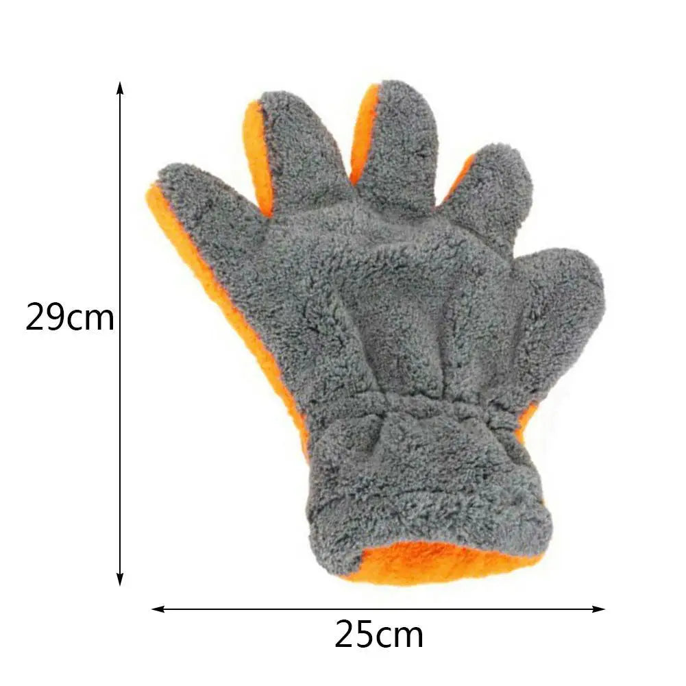 Premium Double-Sided Coral Fleece Car Cleaning Gloves cratch-Free Wash Mitts Five-Finger Design for Car Glass Wheels Cleaning