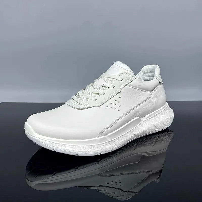 High Quality Men's Genuine Leather Casual Shoes Thick Soled Wear-resistant Hiking Couple Shoes Trendy Black Sports Shoes for Men