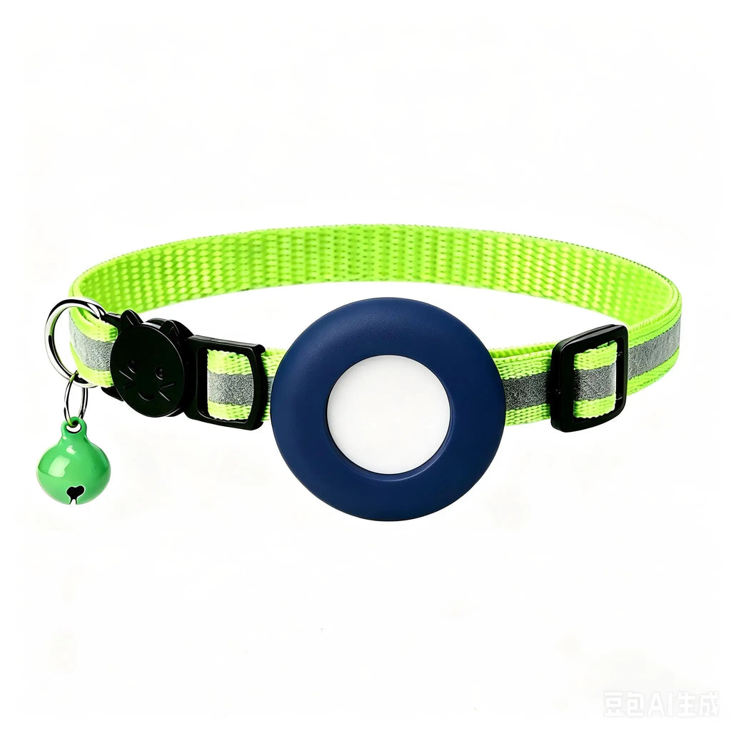 Airtag Cat Collar, Reflective Breakaway Safety Buckle with Bell, Adjustable Anti-Lost GPS Collar Holder for Kittens Puppies
