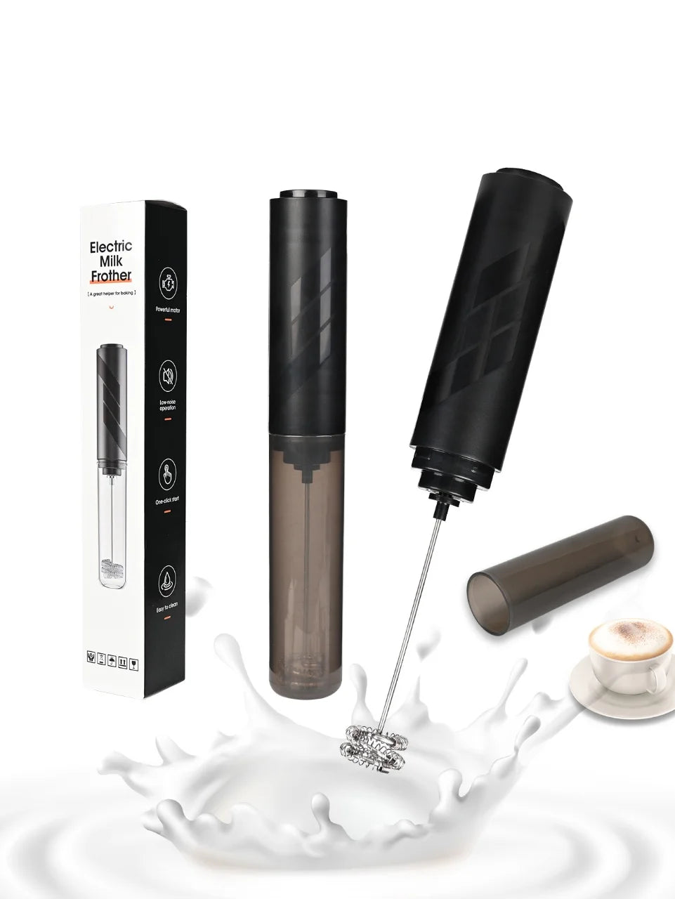 Hand-Held Electric Milk Foam Maker Coffee Mixer Kitchen Strong Egg Beater Mixer Battery AA Powered
