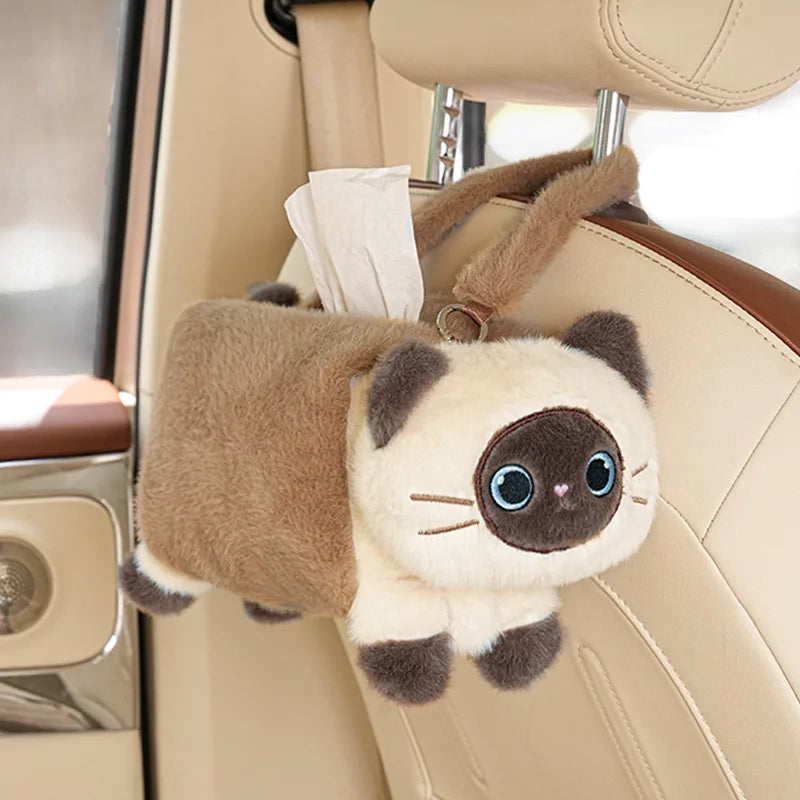 Car tissue box cute cartoon cat car car paper box hanging high-end decoration car tissue bag Car tissue box car accessories