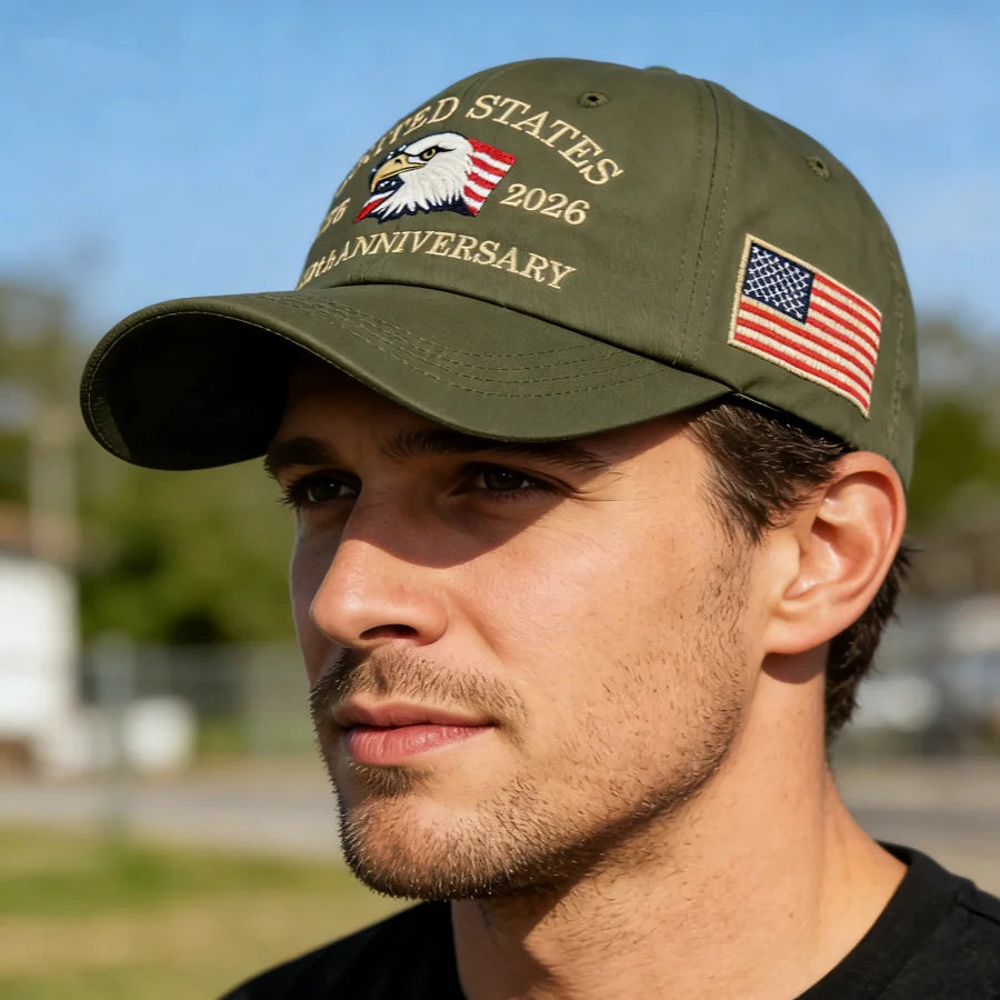 Vintage American-Style 250Th Anniversary Baseball Cap with Embroidered Eagle Flag Design, Adjustable Head Circumference, Unisex Sun Hat
