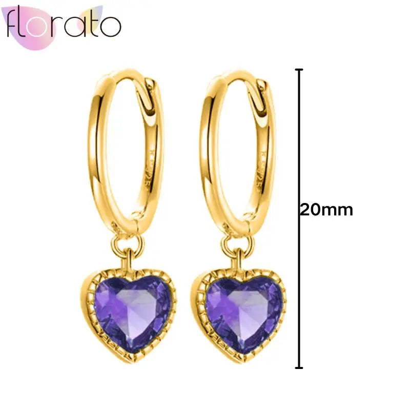 925 Sterling Silver Ear Buckle Retro Metal Heart Pendant Hoop Earrings for Women CZ Huggie Earrings Fashion Females Jewelry