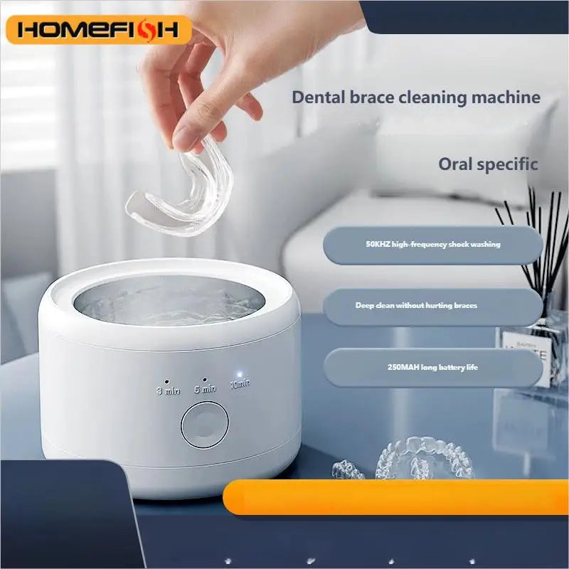 HOMEFISH Mini Dispositivo de Limpeza de Próteses Dentárias - Limpador Dentário Portátil Multifuncional para Dentes Postiços