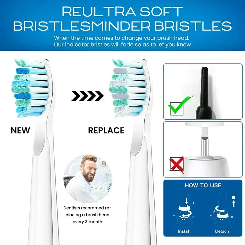 Tooth Brush Head For Seago-507B/908/909/917/610/659/719/910/575/551/548 Electric Toothbrush Deep Clean Dupont Bristle Brush Head