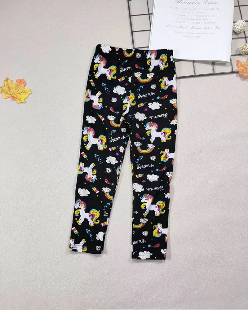 Girls' Leggings Fashion Cartoon Tight Pants Spring and Autumn Baby Girls Slim Fit Flower Leggings Summer Children's Pants