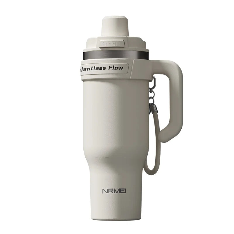Ceramic Inner Insulated Tumbler Cold Large Water Bottle Car Cup  with Handle Straw Multipurpose Fitness